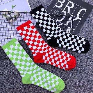 selic1 cool cuadros calcetines transpirables estilo coreano calcetines de tubo medio calcetines de moda calle masculino monopatín deportes hip hop mujeres hosiery/multicolor (9)