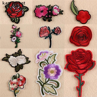 kamem 11pcs bordado flor rosa coser plancha en parche en bolsa de insignia jeans apliques artesanía. (1)