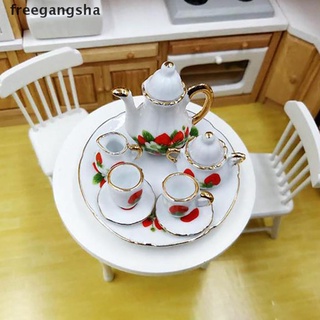 [freegangsha] 8 unids/set 1:12 casa de muñecas miniatura vajilla de comedor de porcelana té plato taza plato dgdz (1)
