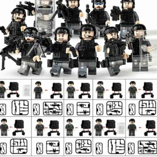10 piezas SWAT policía militar Mini figuras arma ejército SS soldado ajuste Lego juguetes (1)
