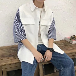 Estilo de Hong Kong y camisa de hombre guapo de Hong Kong con drapeado de manga larga (9)