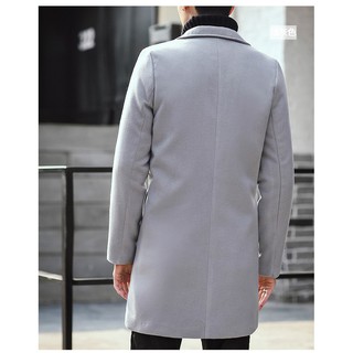 nueva moda de los hombres de lana abrigo de invierno gabardina outwear overcoat chaqueta larga (6)