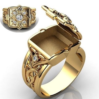 Venta caliente moda Hip Hop Punk plateado18KAnillo de oro para hombre, anillo de Micro diamantes de imitación tallado