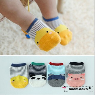 Hgl calcetines cortos antideslizantes para bebés/niños/lindos animales de dibujos animados/algodón