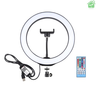 [gree]PULUZ 10.2" RGBW luz Led regulable luz Selfie fotografía lámpara con abrazadera de teléfono móvil y soporte de Control remoto S (8)