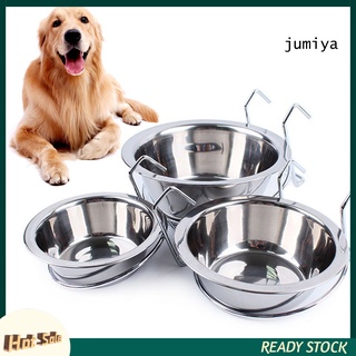 【Ready Stock】DSP--Metal Dog Pet Bowl Cage Crate Non Slip Hanging Food Dish Water Feeder with Hook