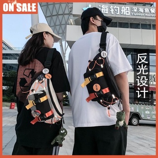 bolsa de mensajero de los hombres de la marea de la marca pareja ins mochila cintura pequeño hombro femenino verano japón y corea del sur gran capacidad pecho masculino