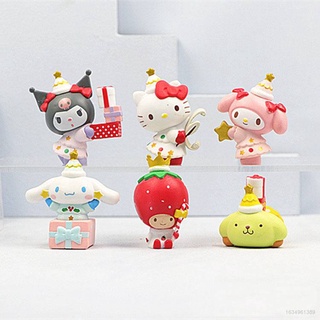 6pcs Sanrio Action Figure HelloKitty Cinnamoroll My Melody Model Dolls Toys For Kids Home Decor Gift recommend (1)