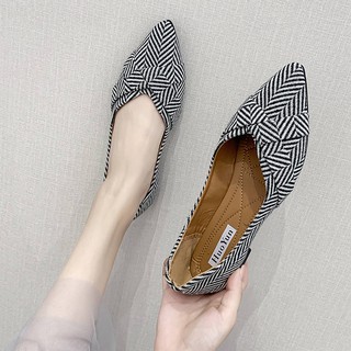 puntiagudo zapatos planos de corte bajo solo corte en v tacón plano zapatos de base suave