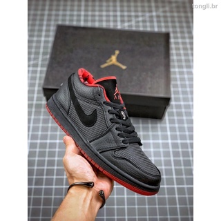 Nike Air Jordan 1 tenis De baloncesto retro Low Black/plata metálica