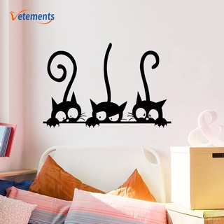 Lindo tres negro gato pegatinas de pared/Animal de PVC impermeable papel pintado/sala de estar decorativo