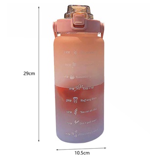 2L botella de agua de gran capacidad con cubierta de rebote escala de tiempo recordatorio taza esmerilada para entrenamiento de Fitness al aire libre rosa (7)