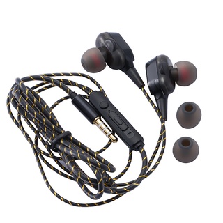 rovtop auriculares con cable de alta bass dual drive estéreo in-ear auriculares micrófono