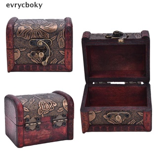 greedancit caja de almacenamiento de madera caliente vintage cofre del tesoro de madera joyería caja organizadora anillo co