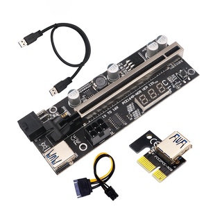 【exist】 PCIE Riser 009S Plus Riser PCI E PCI Express X1 to X16 Dual 6Pin for Graphic Card GPU Bitcoin Miner Mining w/ Temperature Sensor 【exist】