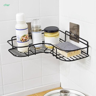 Char cocina cuarto de baño esquina marco estante de ducha de hierro forjado champú estante de almacenamiento con ventosa cesta organizador