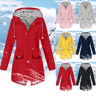 Ourfairy • chaqueta de lluvia sólida para mujer al aire libre, talla grande, impermeable, con capucha, a prueba de viento