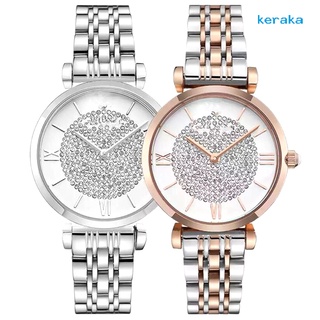 reloj analógico de cuarzo con correa de aleación con diamantes de imitación con diamantes de imitación con correa redonda redonda