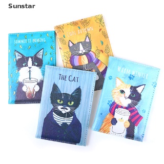 [Sunstar] Funda de pasaporte para gatos, cartera de viaje, piel sintética, organizador de documentos