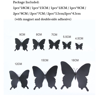 Tak 12 piezas/juego De stickers De mariposas negras/mariposas/3d/brillantes (5)