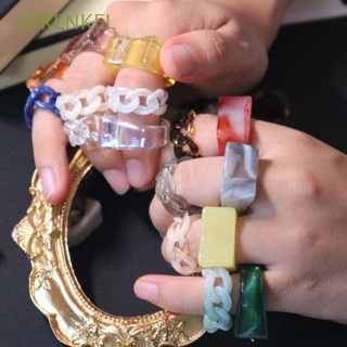 SPRENKEL Women Girls Chain Rings Elegant Finger Rings Resin Rings Cute Lovely Sweet Geometric Gifts Rings Set Acrylic Korean Style