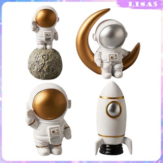 [LISA5] 4 piezas estatua nórdica astronauta modelo Spaceman figurita cumpleaños