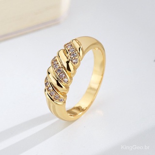 Moda nueva línea tridimensional de alta gama diseño anillo de diamantes temperamento regalo de la joyería de la muchacha