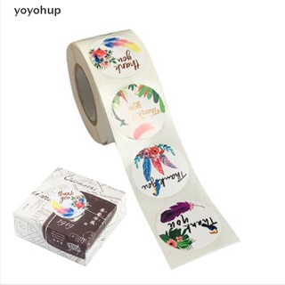 yoyohup 500pcs plumas de colores pegatinas de agradecimiento sello etiquetas papelería pegatina co