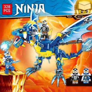 328PCS Lego Ninja Azul Dragón Modelo Bloque De Construcción Película Ninjago Kai Jay Figuras Animal City Ladrillos Juguetes Educativos Para Niños