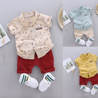 🎊Conjunto De ropa Para niños con estampado Floral y pantalones cortos Para bebés/niños uO60