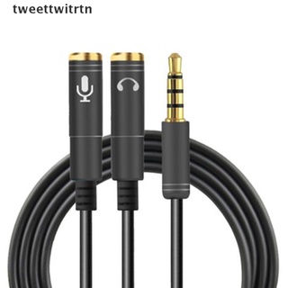 Adaptador De extensión tweettwitrtn Aux y Conector De audífonos Estéreo De 3.5 mm+Mic audio