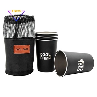 coolcamp - taza de acero inoxidable (350 ml, metal, taza de café, grado alimenticio, camping, 4 piezas)