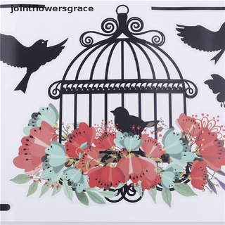jgco colorido flor jaula de pájaros pegatina de pared calcomanías aves voladoras plantas adhesivas habitación papel pintado decoración gracia (4)