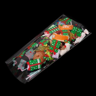 peonyflower 50pcs fiesta de navidad favores bolsas de regalo de navidad pan de jengibre embalaje para hornear caramelos bolsa de celofán creativo campana de nieve árbol de santa claus fiesta suministros de galletas embalaje (9)