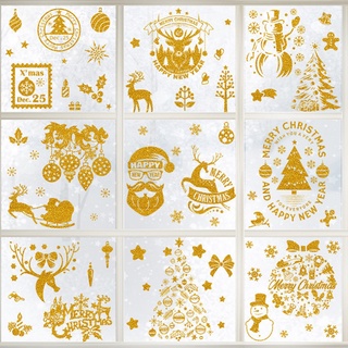 Wall Stickers DIY Decorative Gold Santa PVC Removable Shop Decor Stickers
