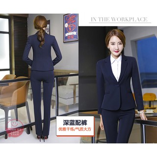 2 piezas de las mujeres de negocios formal blazers +pantalones de oficina señora traje de trabajo conjunto para ol (5)