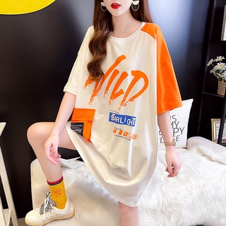 Contraste de Color de verano de longitud media estilo suelto de gran tamaño parche bolsillo hueco impreso manga corta ttt-shirt de las mujeres