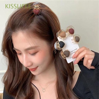KISSLIFEE Fashion Hair Clip Gift for Women Girl Bow Hairpins Heart Shape Hair Accessories Red Color Coffee Color Headwear Sweet New Trendy Round Shape