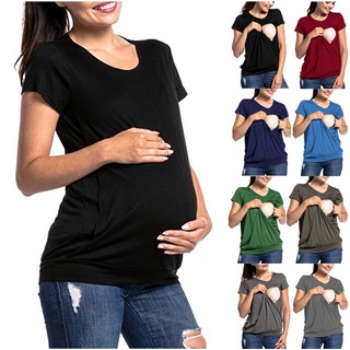 Camiseta/Blusa De manga corta con doble capa Para amamantar/camiseta De maternidad Para mujeres