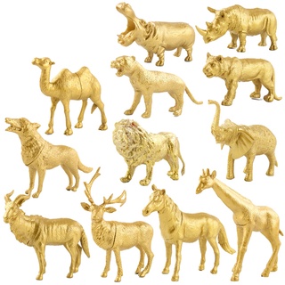Figuras De Animales De Oro Juguetes 12 Piezas La Selva Salvajes De Plástico