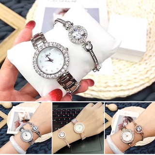 Rhinestone pulsera reloj de cristal regalo conjunto de oro rosa/plata mujeres señoras reloj para niñas