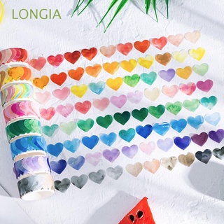 LONGIA 100pcs/Roll DIY Masking Tapes Self-Adhesive Label Washi Tape Cute Decorative Tapes Heart Shaped Crafts Paper Sticker Scrapbooking Stickers