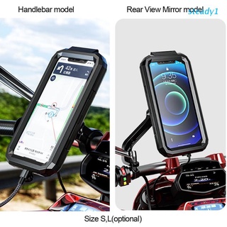 steady1 funda impermeable bicicleta motocicleta manillar espejo retrovisor 3 a 6.8" teléfono móvil bolsa de montaje de moto scooter teléfono soporte (1)