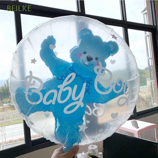 BEILKE Decoration Party Supplies Kids Birthday Bear Balloons 4D Blue Pink Baby Shower Double Bubble Foil Gender Reveal Globos/Multicolor
