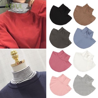 ATFUL Autumn Winter Turtleneck Women Scarf Fake Collar Detachable Windproof Ribbed Solid Color Knitted Fashion Warm