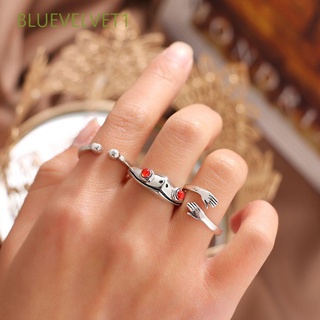 Bluevelvet1 Punk cadena para niñas cruz cristal rana mujeres anillo de dedo estilo anillos