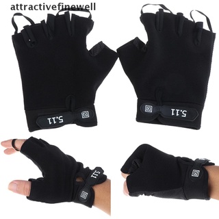 [attractivefinewell] guantes táctiles antideslizantes para ciclismo, gimnasio, deportes, medio dedo, pantalla de verano