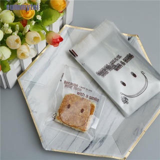 summytei 100pcs lindo sonrisa cara galletas bolsas autoadhesivas plástico galletas bolsa de embalaje BWS
