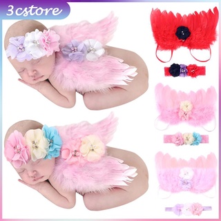 (3cstore5609y) babys girls pluma ángel alas de encaje flor diadema recién nacido foto accesorios