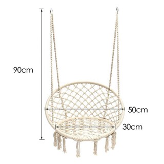 Gran venta seguro Beige colgante hamaca silla columpio cuerda al aire libre interior Bar asiento de jardín (7)